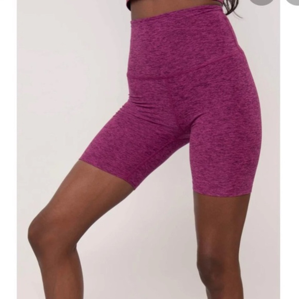 Beyond Yoga Spacedye Bike Shorts in Dark Magenta